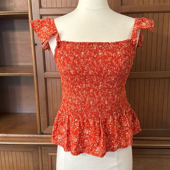 Madewell Smocked Ruffle Strap Top, Size 0 - Picture 1 of 9